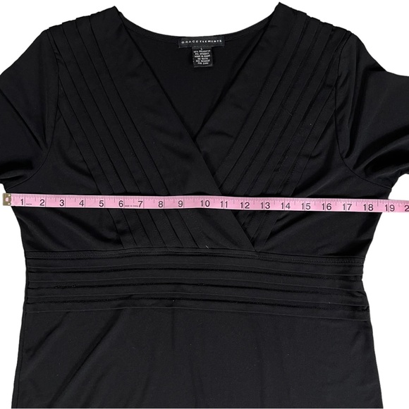 4/$32 Grace Elements size large silky black 3/4 sleeve stretchy vneck shirt EUC - Picture 5 of 7
